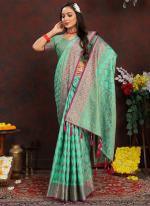 Katan Silk Aqua Blue Daily Wear Weaving Saree